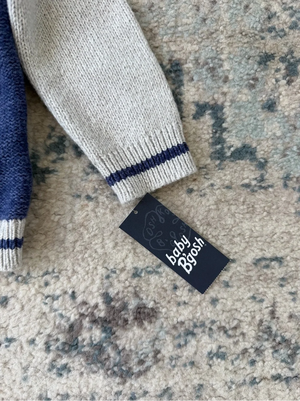 NWT Baby B'gosh Navy and Heather Gray Knit Baby Jacket, Size 12 months